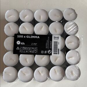 IKEA GLIMMA White Tealight Candles - 100 Pack